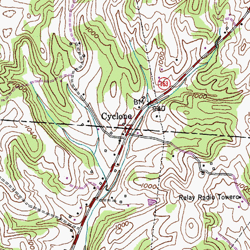 Topographic Map of Cyclone, KY