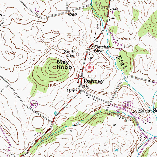 Topographic Map of Dabney, KY