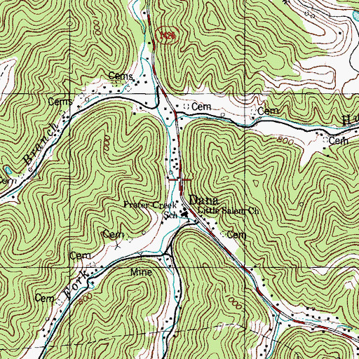 Topographic Map of Dana, KY