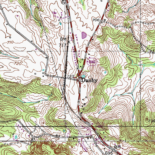 Topographic Map of Danby, KY