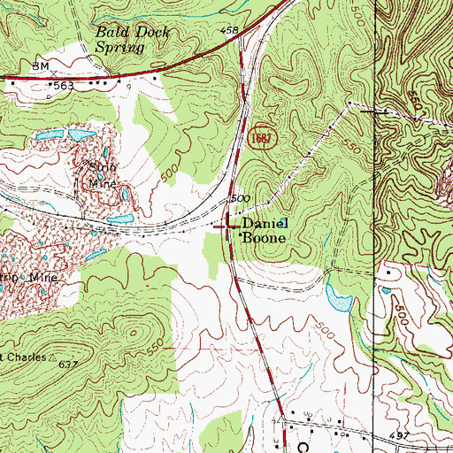 Topographic Map of Daniel Boone, KY