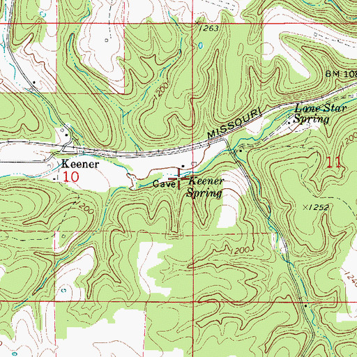 Topographic Map of Keener Spring, AR