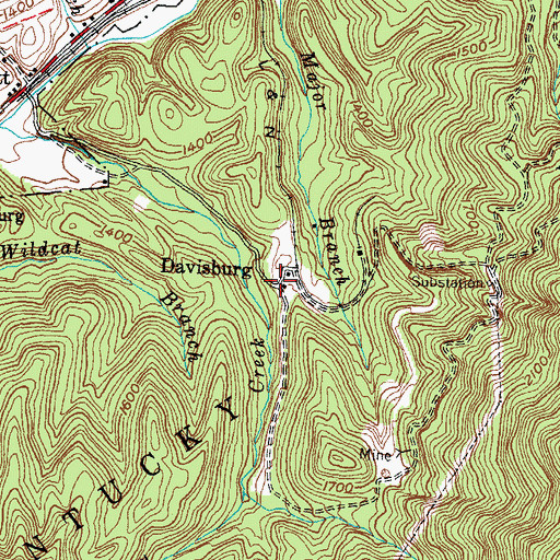 Topographic Map of Davisburg, KY