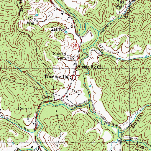 Topographic Map of Davisville, KY