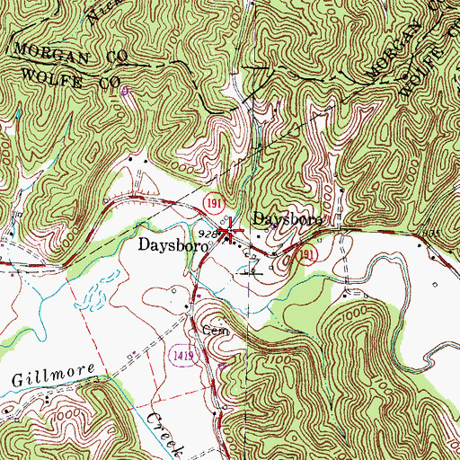 Topographic Map of Daysboro, KY