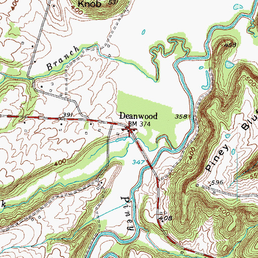 Topographic Map of Deanwood, KY