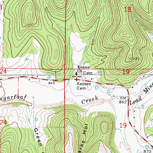 Topographic Map of Keesee Cemetery, AR