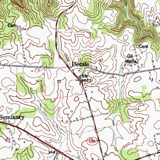 Topographic Map of Decide, KY