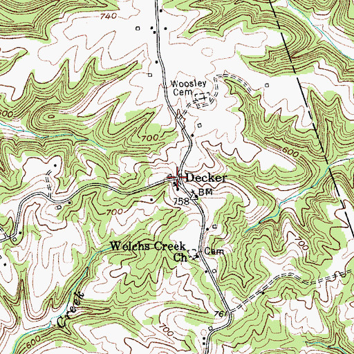 Topographic Map of Decker, KY