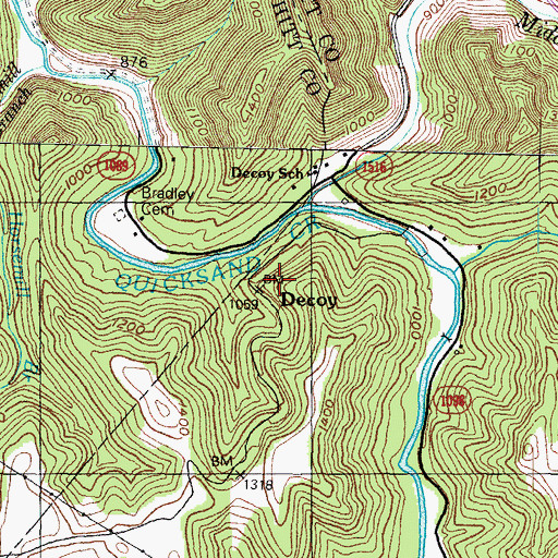 Topographic Map of Decoy, KY