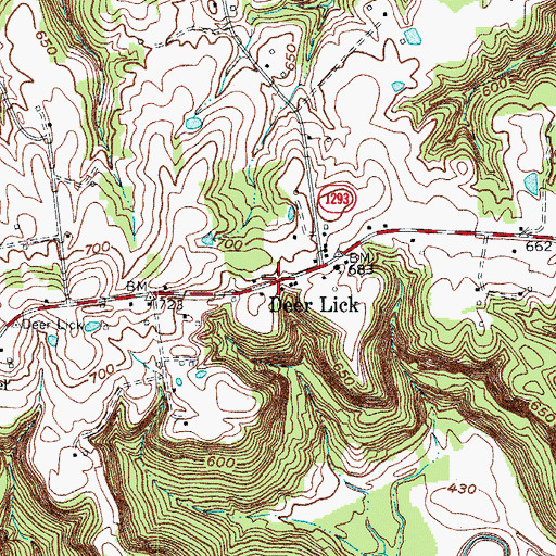Topographic Map of Deer Lick, KY