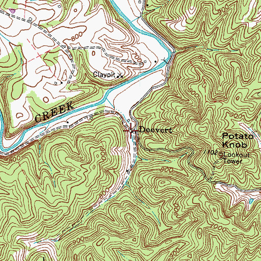 Topographic Map of Deevert, KY