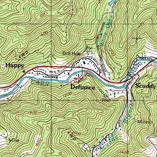 Topographic Map of Defiance, KY