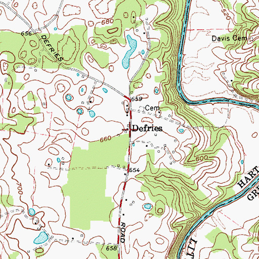 Topographic Map of Defries, KY