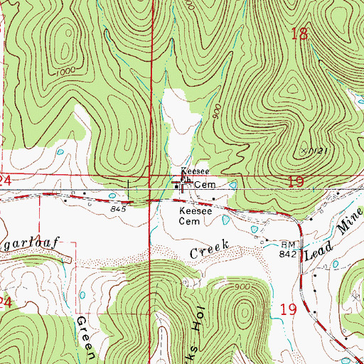 Topographic Map of Keesee Church, AR