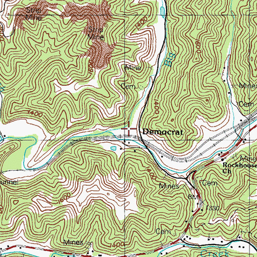 Topographic Map of Democrat, KY