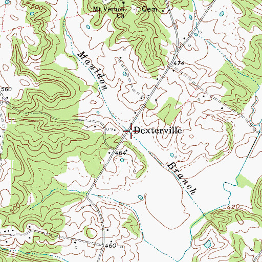Topographic Map of Dexterville, KY