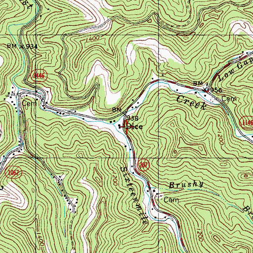 Topographic Map of Dice, KY