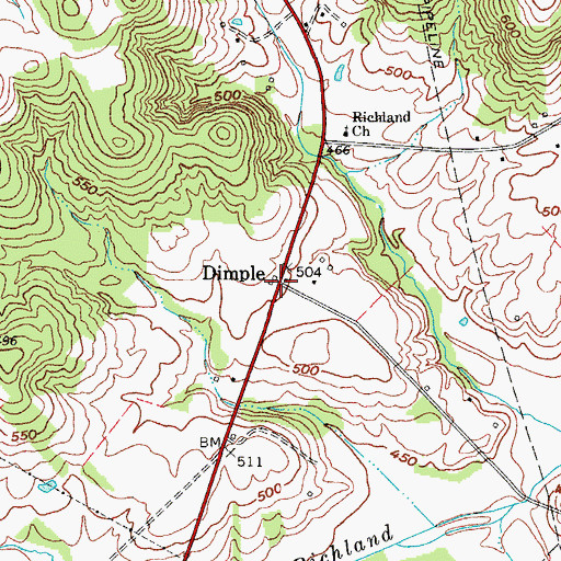 Topographic Map of Dimple, KY