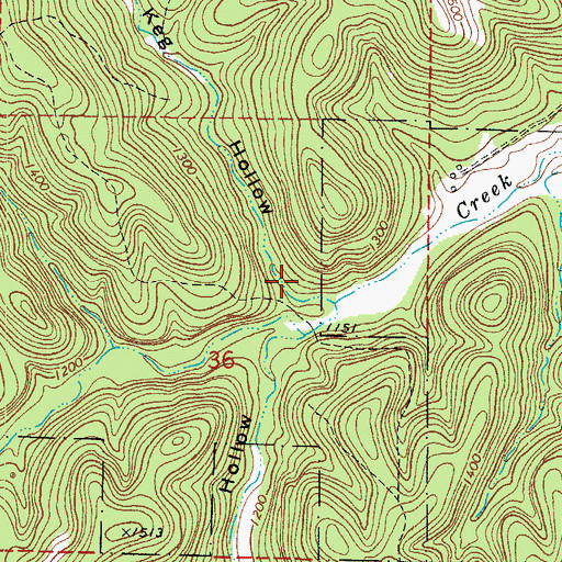Topographic Map of Keg Hollow, AR
