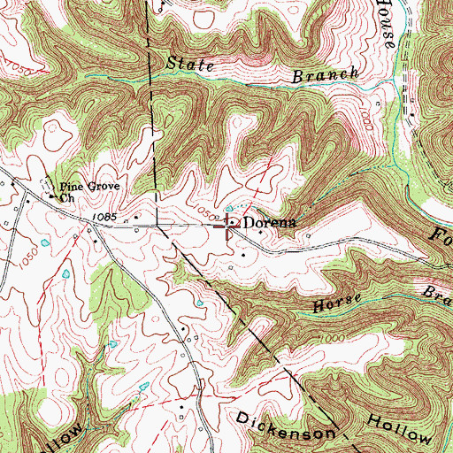 Topographic Map of Dorena, KY