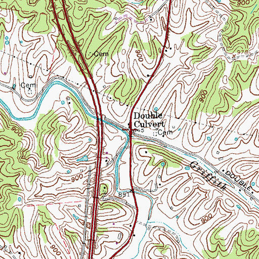 Topographic Map of Double Culvert, KY
