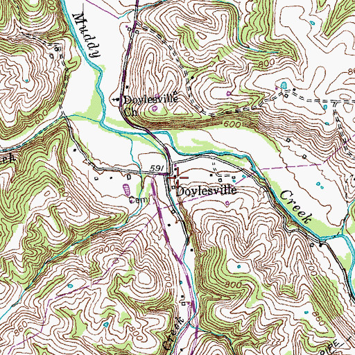 Topographic Map of Doylesville, KY