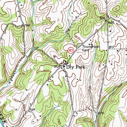 Topographic Map of Dry Fork, KY