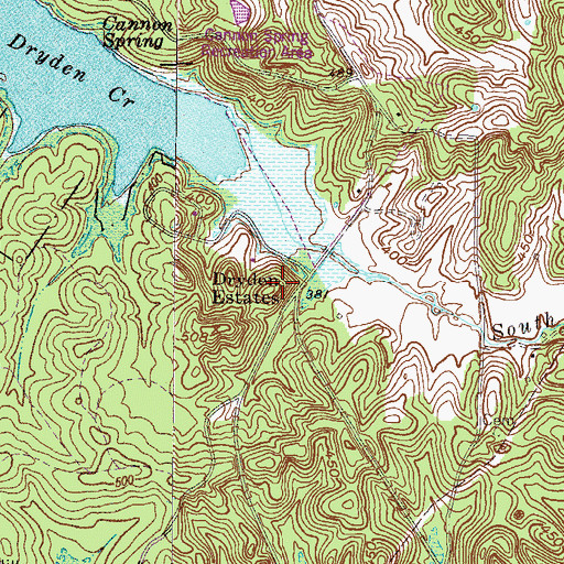 Topographic Map of Dryden Estates, KY