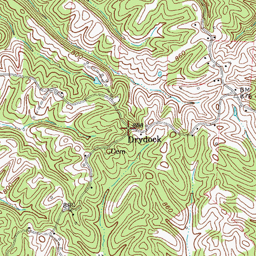 Topographic Map of Drydock, KY
