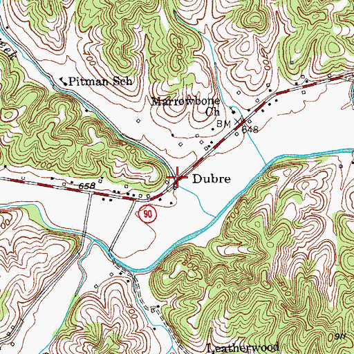 Topographic Map of Dubre, KY