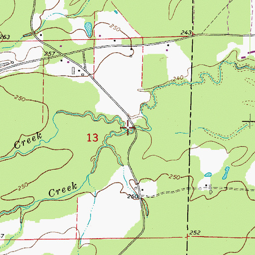 Topographic Map of Keisler Creek, AR