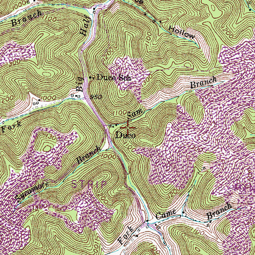 Topographic Map of Duco, KY