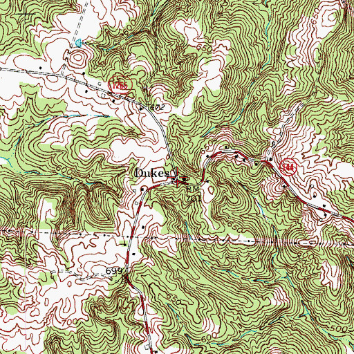 Topographic Map of Dukes, KY