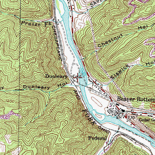 Topographic Map of Dunleary, KY
