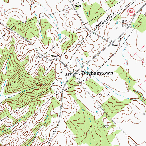 Topographic Map of Durhamtown, KY