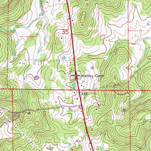 Topographic Map of Kelley Cemetery, AR