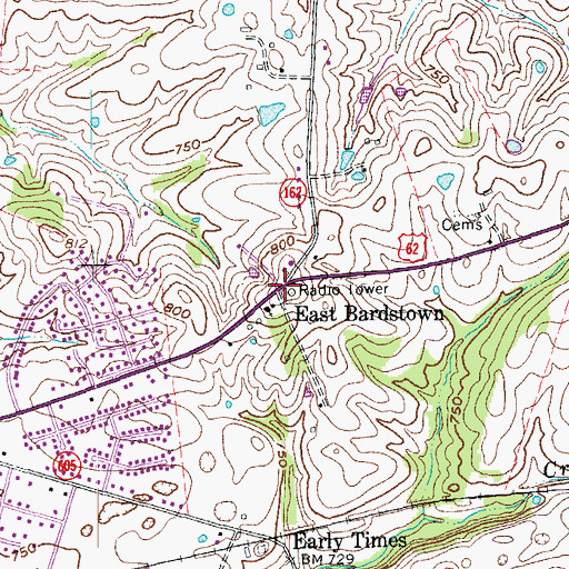 Topographic Map of East Bardstown, KY