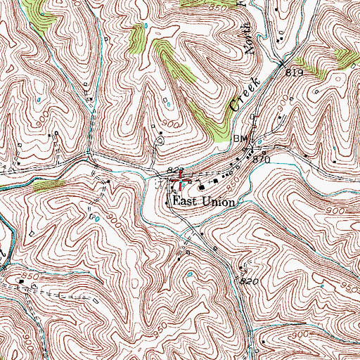 Topographic Map of East Union, KY