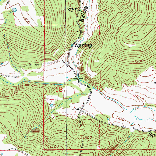 Topographic Map of Kelley Creek, AR
