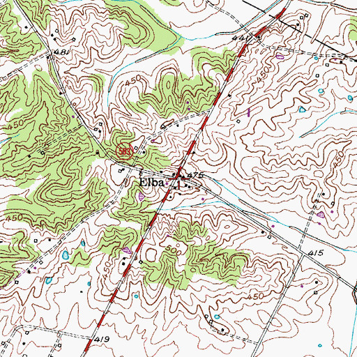 Topographic Map of Elba, KY