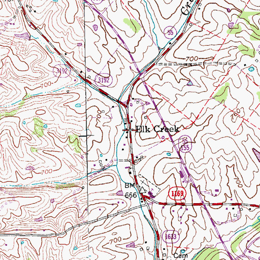 Topographic Map of Elk Creek, KY