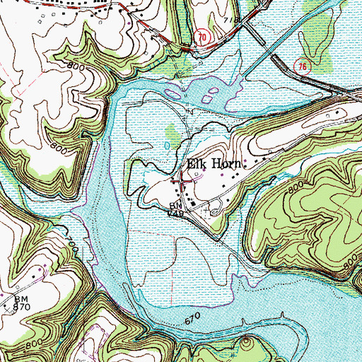 Topographic Map of Elk Horn, KY