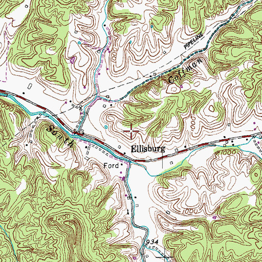 Topographic Map of Ellisburg, KY