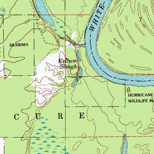Topographic Map of Kellum Slough, AR