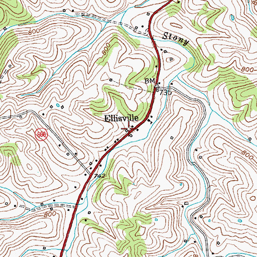 Topographic Map of Ellisville, KY