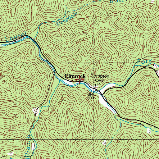 Topographic Map of Elmrock, KY