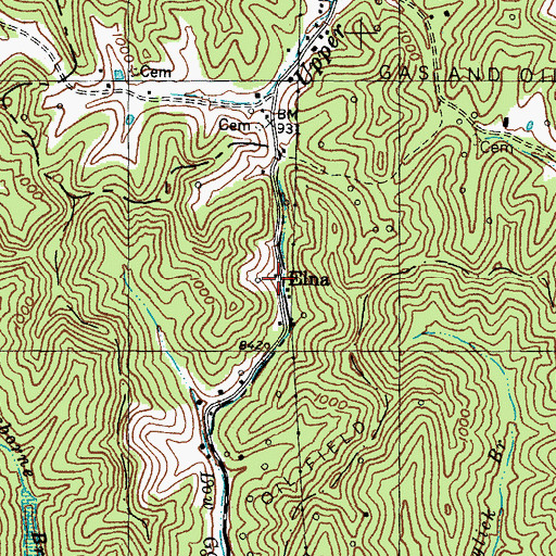 Topographic Map of Elna, KY