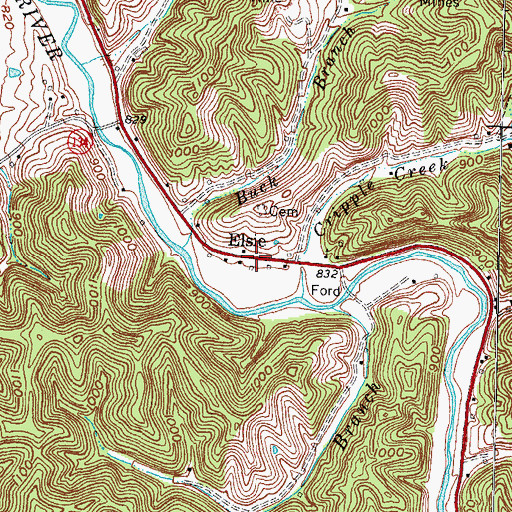 Topographic Map of Elsie, KY