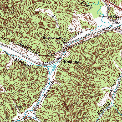 Topographic Map of Emanuel, KY